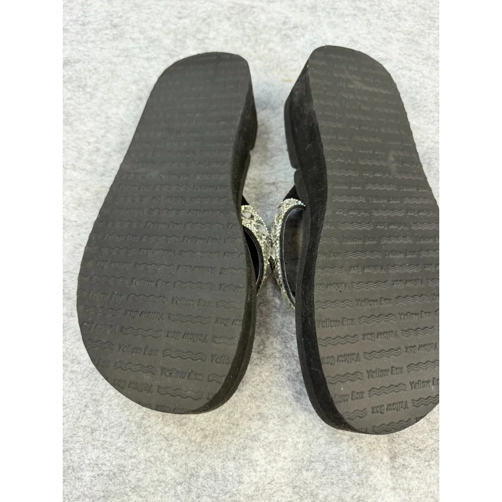 Yellow Box 9M Wedge Flip Flops Gray Sparkle Rhinestone Jewel Embellished Sandals - Picture 5 of 6